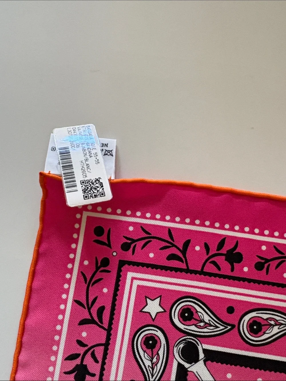 Hermes Pink and Orange Etriers Silk Scarf size 55cm x 55cm